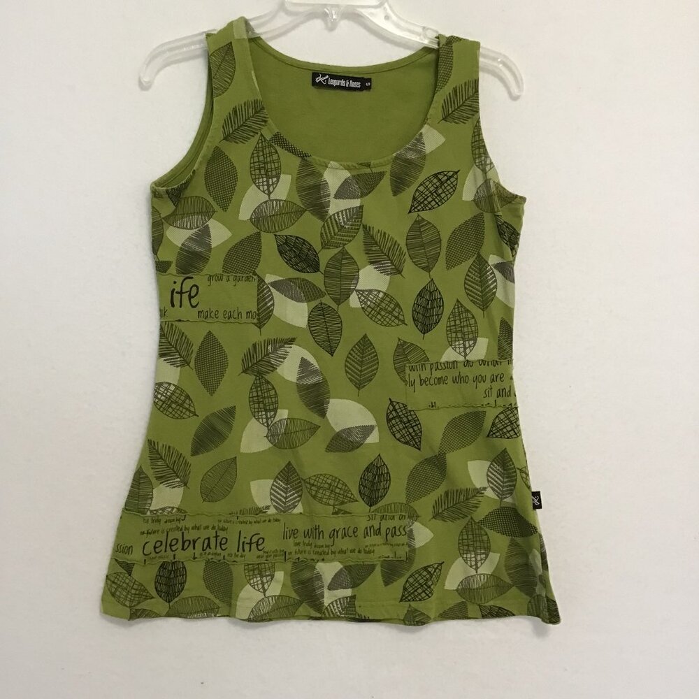Leopards & Roses Hand-Crafted Tank Top  Size S - Picture 6 of 10